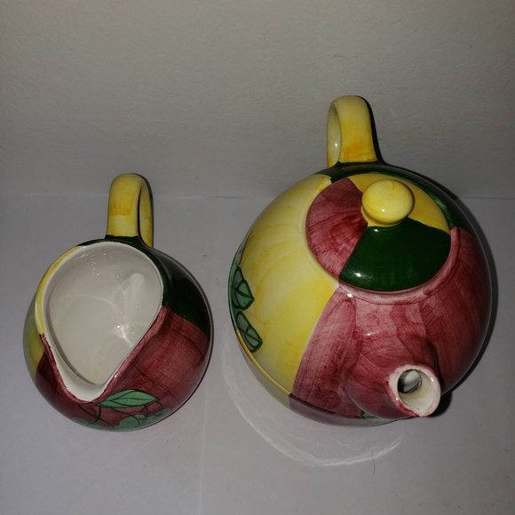Vintage Country Inn Collection Stacking Teapot And Creamer Set Fruit The… - Picture 4 of 7